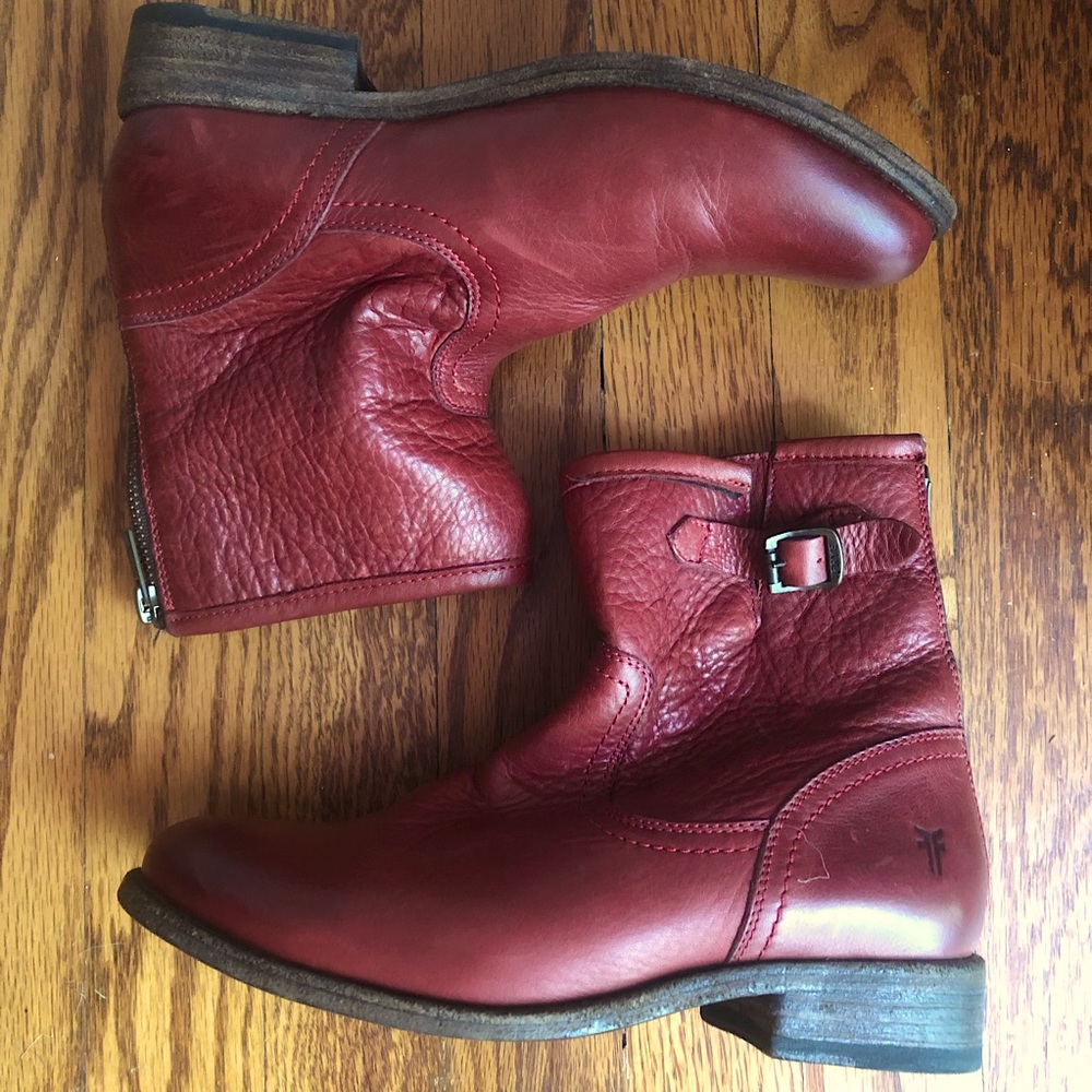 FRYE red leather boots